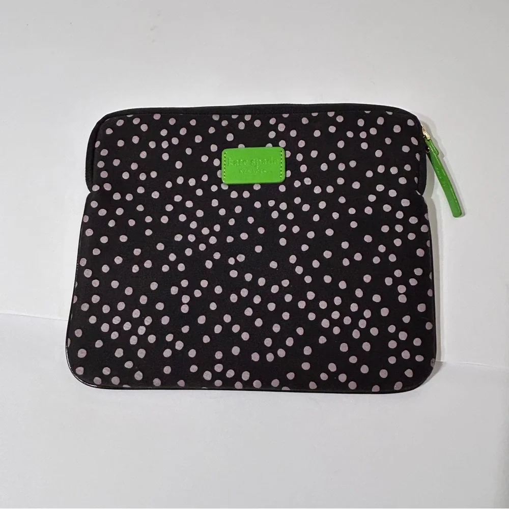 Kate Spade Black and Green Polka Dot Tablet Sleeve